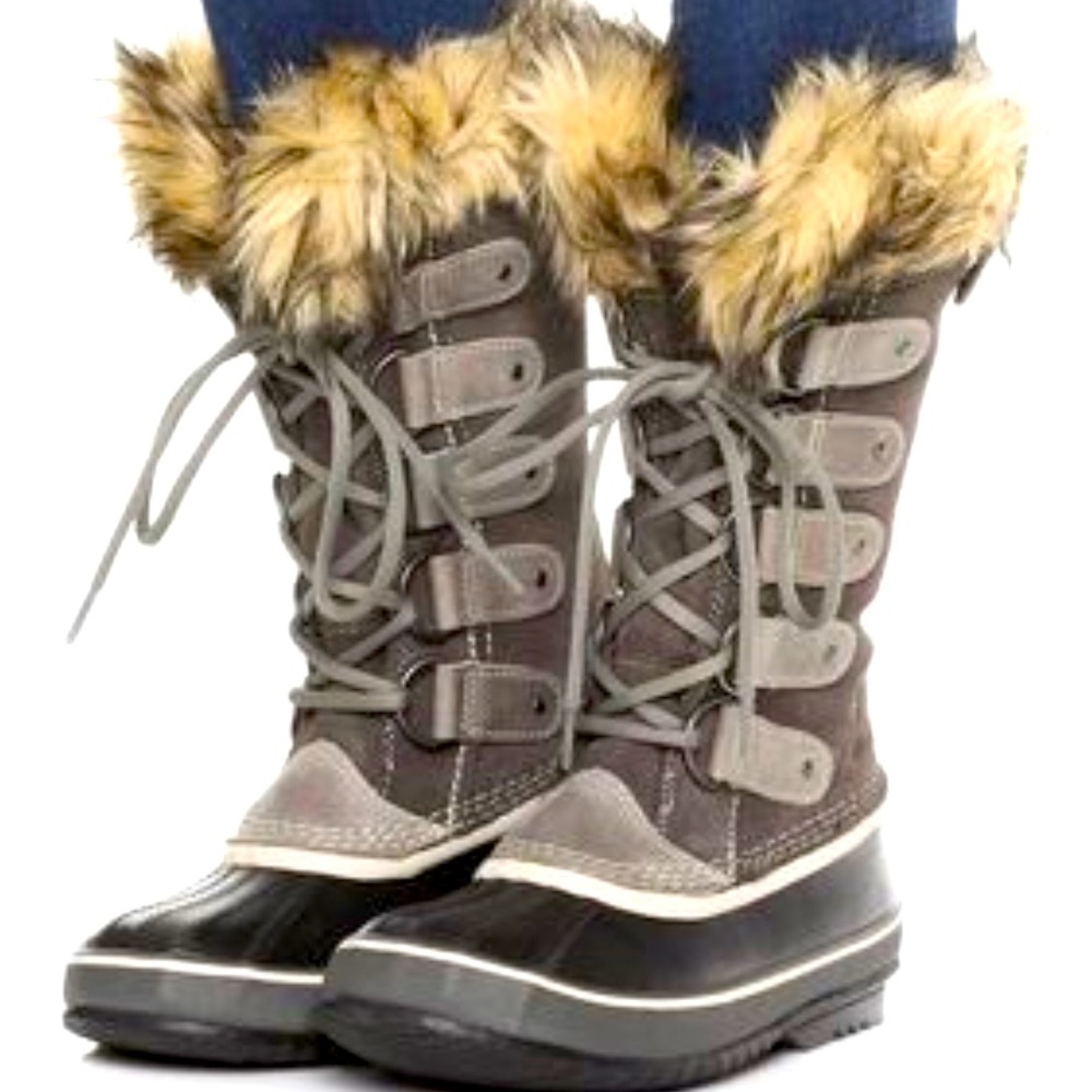 Sorel Joan of Arctic Faux Fur Winter Boots in Slate size 8